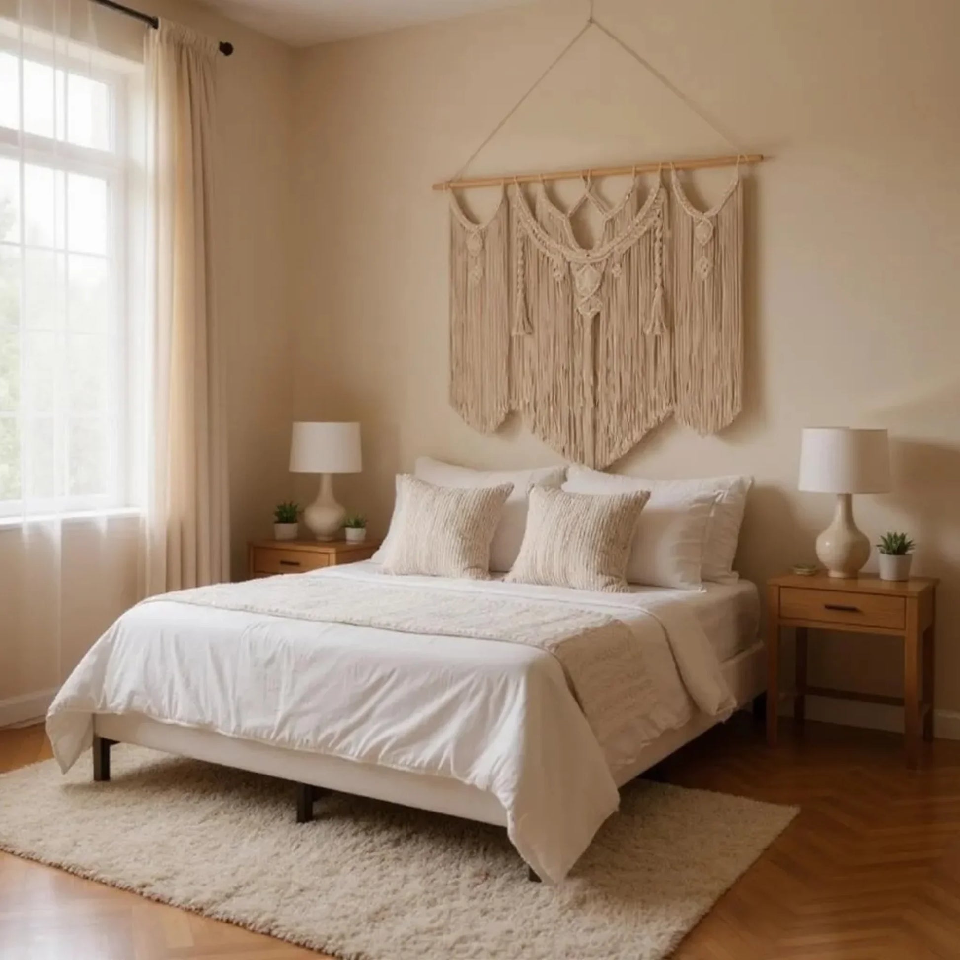 Handmade Macrame wall hanging - Large Boho Tapestry-Cotton Rope Art for Home Décor - Twist & Tassel