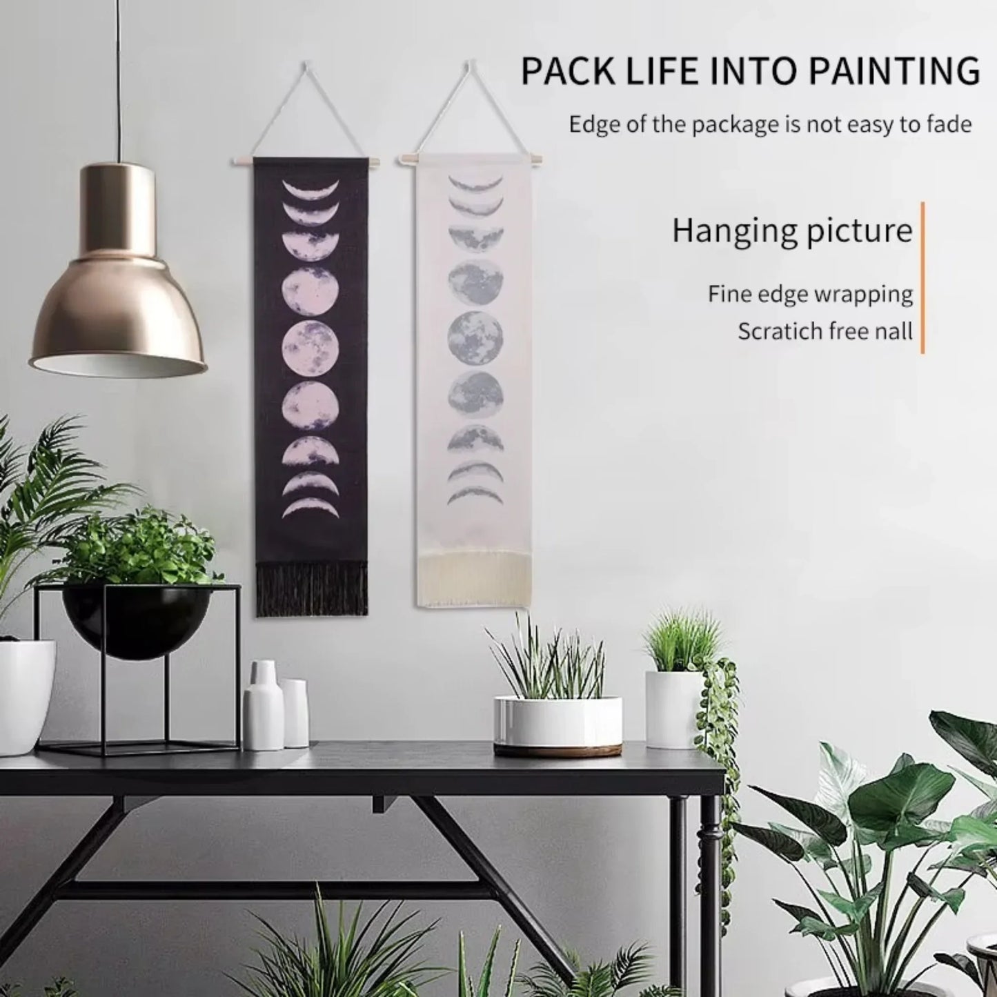 Moon Phase Wall Hanging Tapestry – Black or White - Twist & Tassel