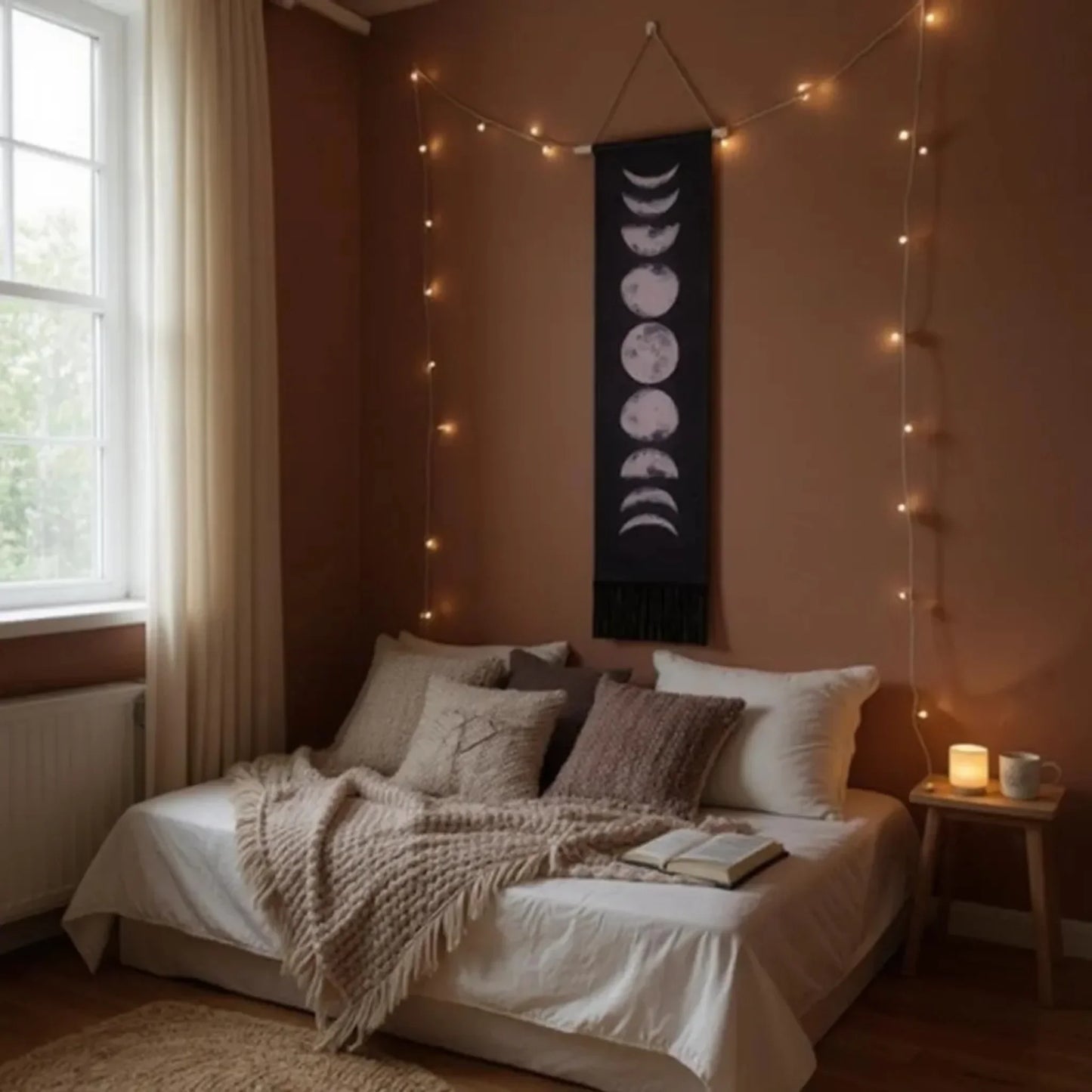 Moon Phase Wall Hanging Tapestry – Black or White - Twist & Tassel