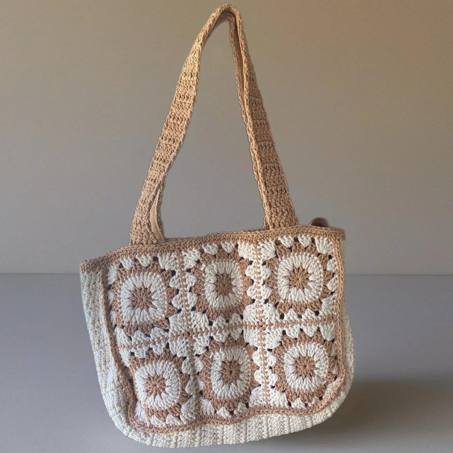 Handmade Crochet Tote Bag – Boho Cotton Yarn Shoulder Bag for Women - Twist & Tassel