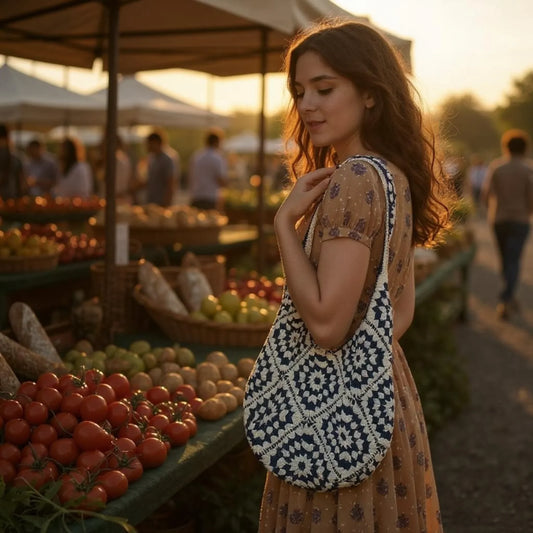 Cotton Yarn Hand Woven Shoulder Bag - Twist & Tassel