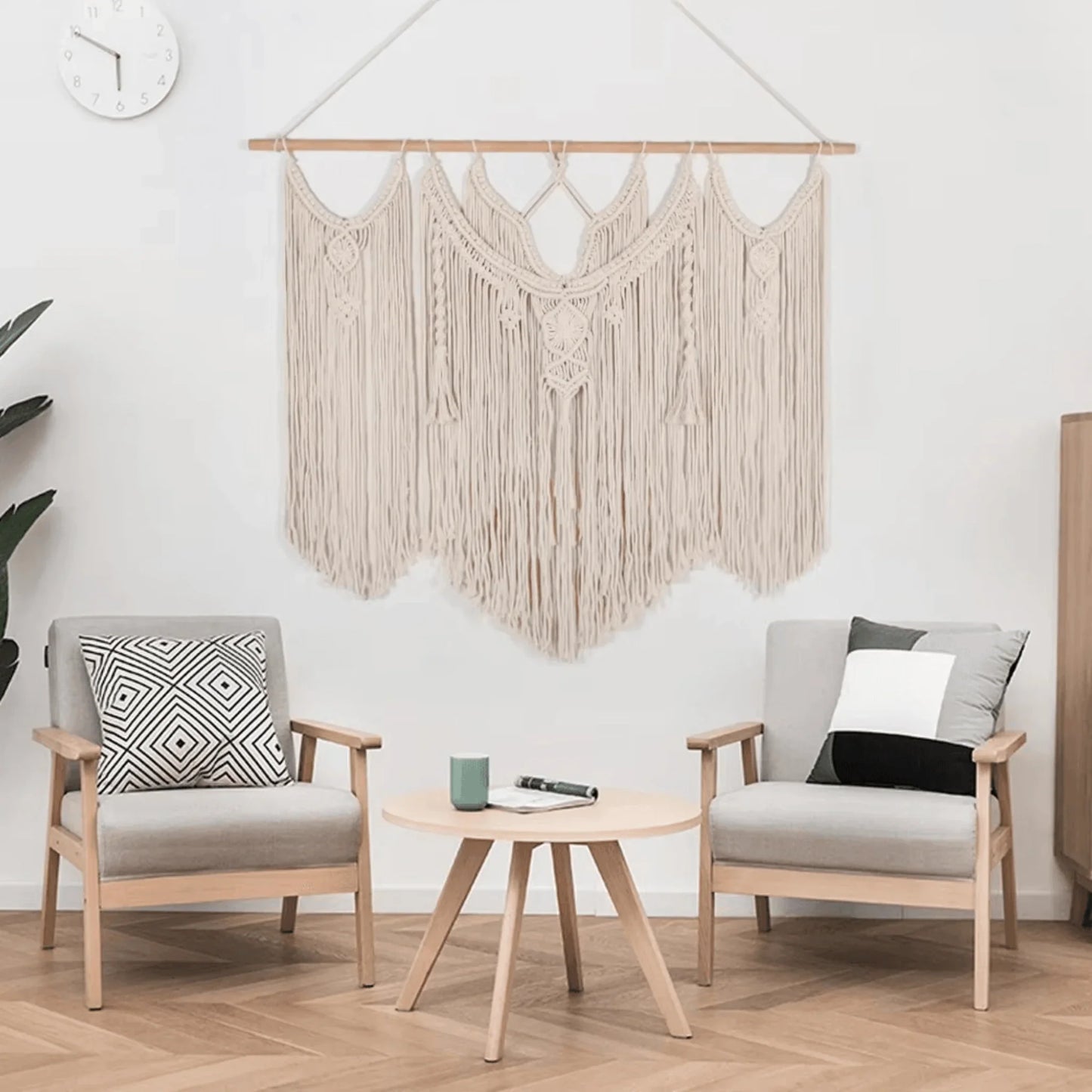 Handmade Macrame wall hanging - Large Boho Tapestry-Cotton Rope Art for Home Décor - Twist & Tassel