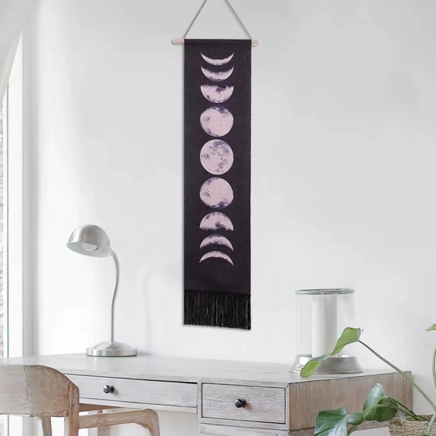 Moon Phase Wall Hanging Tapestry – Black or White - Twist & Tassel