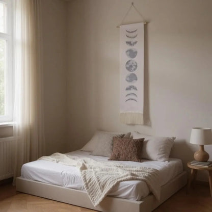 Moon Phase Wall Hanging Tapestry – Black or White - Twist & Tassel