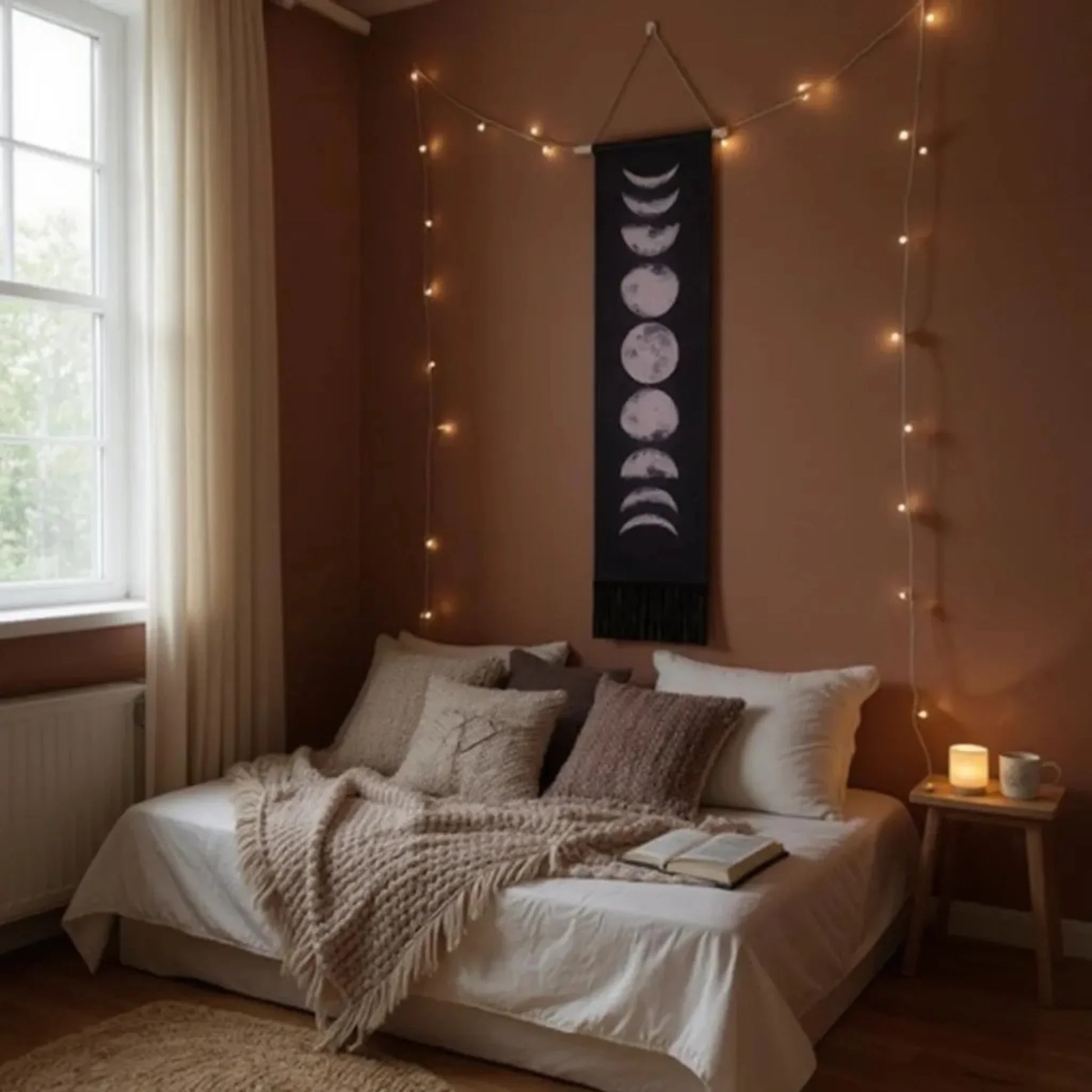 Moon Phase Wall Hanging Tapestry – Black or White - Twist & Tassel
