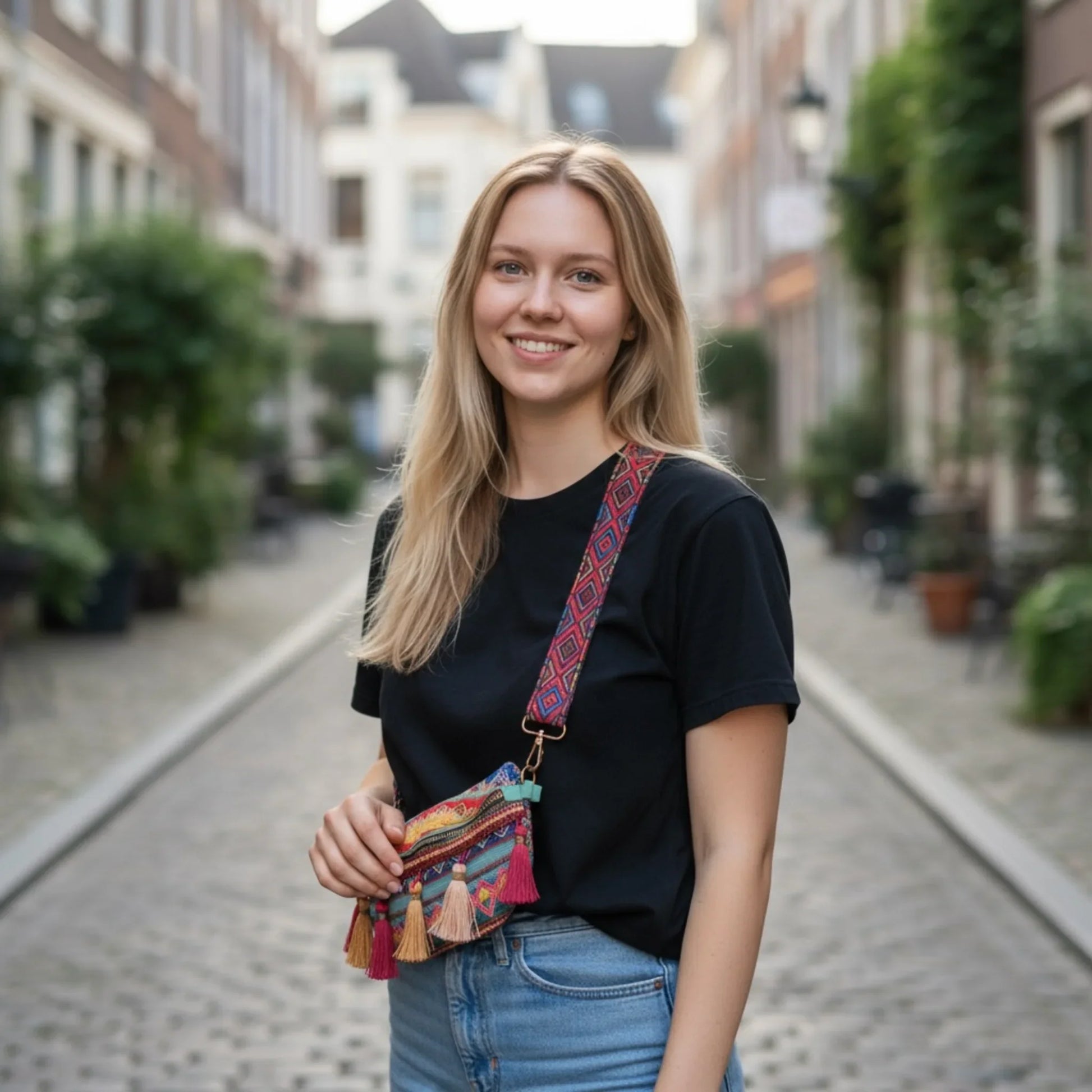 Crossbody Bag weave bag with Tassels Zipper Straps Adjustable for Women - Twist & Tassel