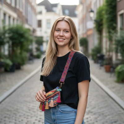 Crossbody Bag weave bag with Tassels Zipper Straps Adjustable for Women - Twist & Tassel