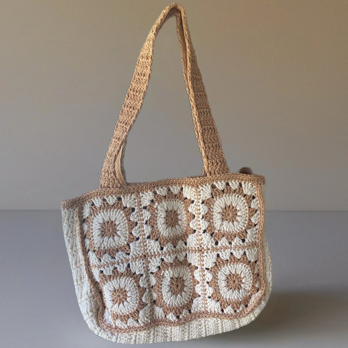 Handmade Crochet Tote Bag – Boho Cotton Yarn Shoulder Bag for Women - Twist & Tassel