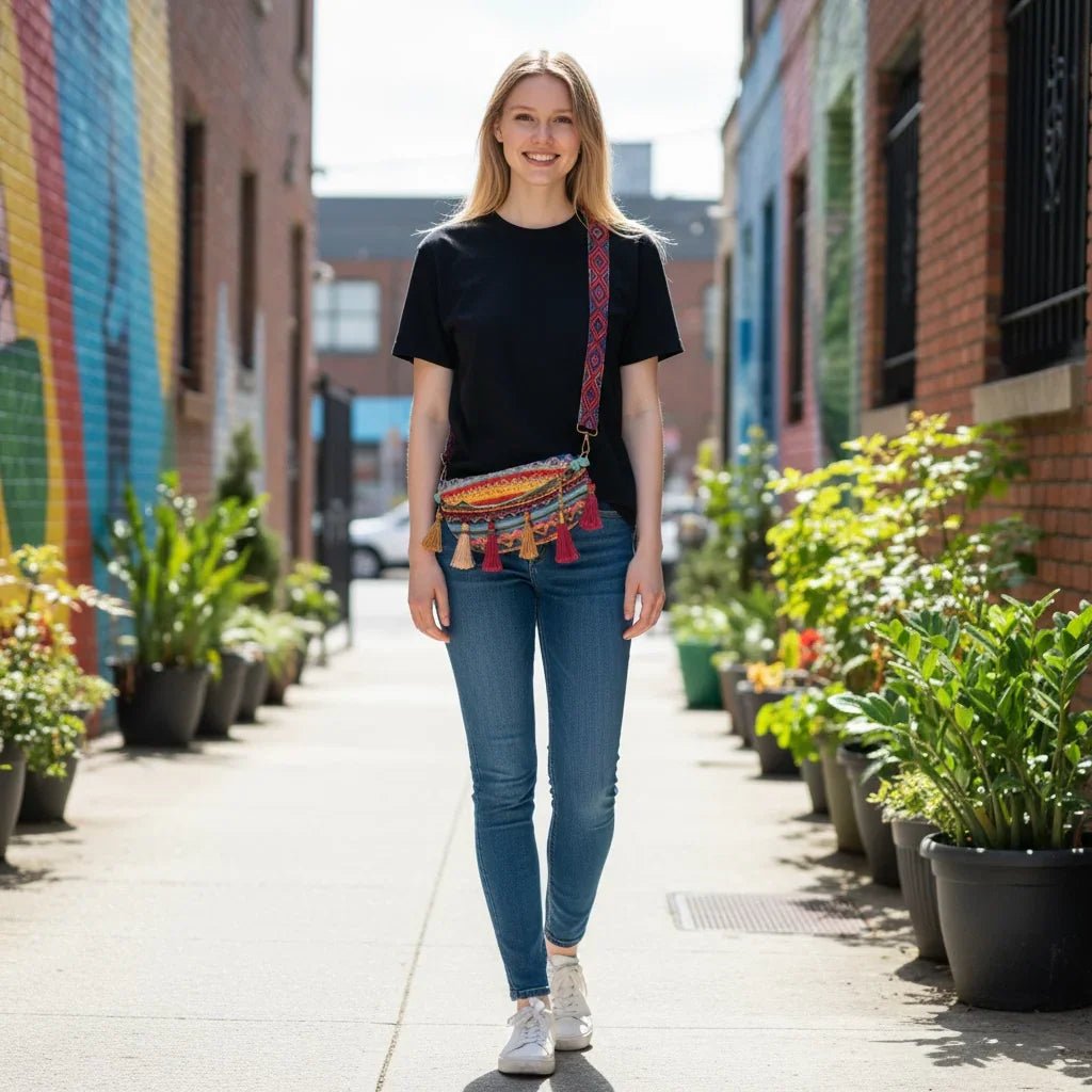 Crossbody Bag weave bag with Tassels Zipper Straps Adjustable for Women - Twist & Tassel