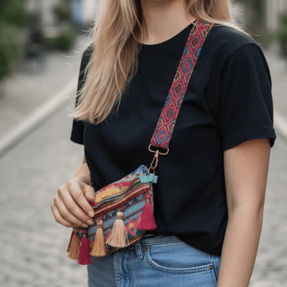 Crossbody Bag weave bag with Tassels Zipper Straps Adjustable for Women