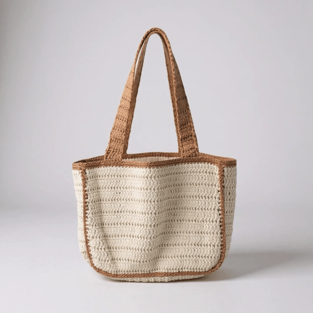 Handmade Crochet Tote Bag – Boho Cotton Yarn Shoulder Bag for Women
