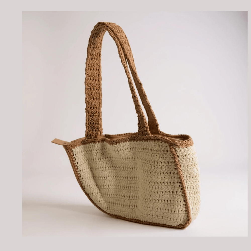 Handmade Crochet Tote Bag – Boho Cotton Yarn Shoulder Bag for Women