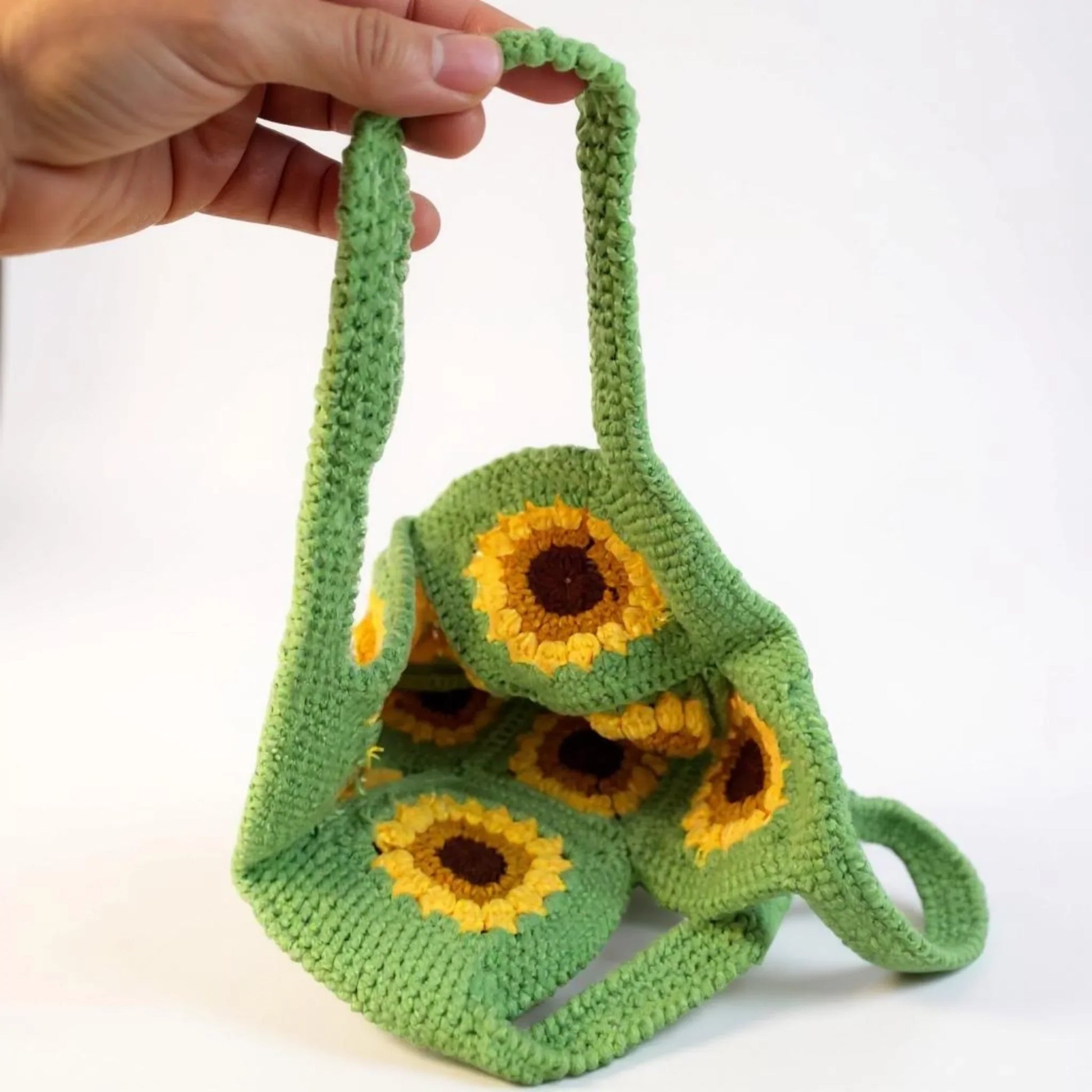 Handmade Sunflower Crochet Bag – Soft Cotton Yarn Boho Tote - Twist & Tassel