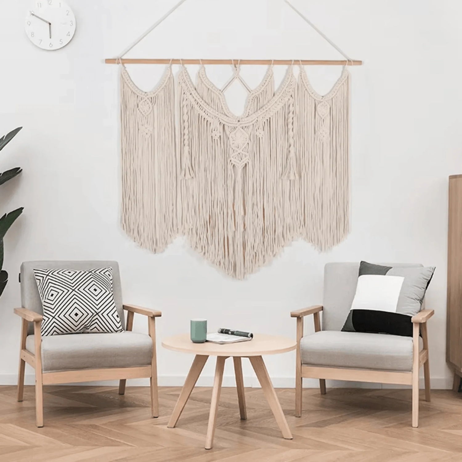 Handmade Macrame wall hanging - Large Boho Tapestry-Cotton Rope Art for Home Décor - Twist & Tassel