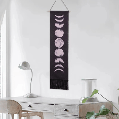 Moon Phase Wall Hanging Tapestry – Black or White