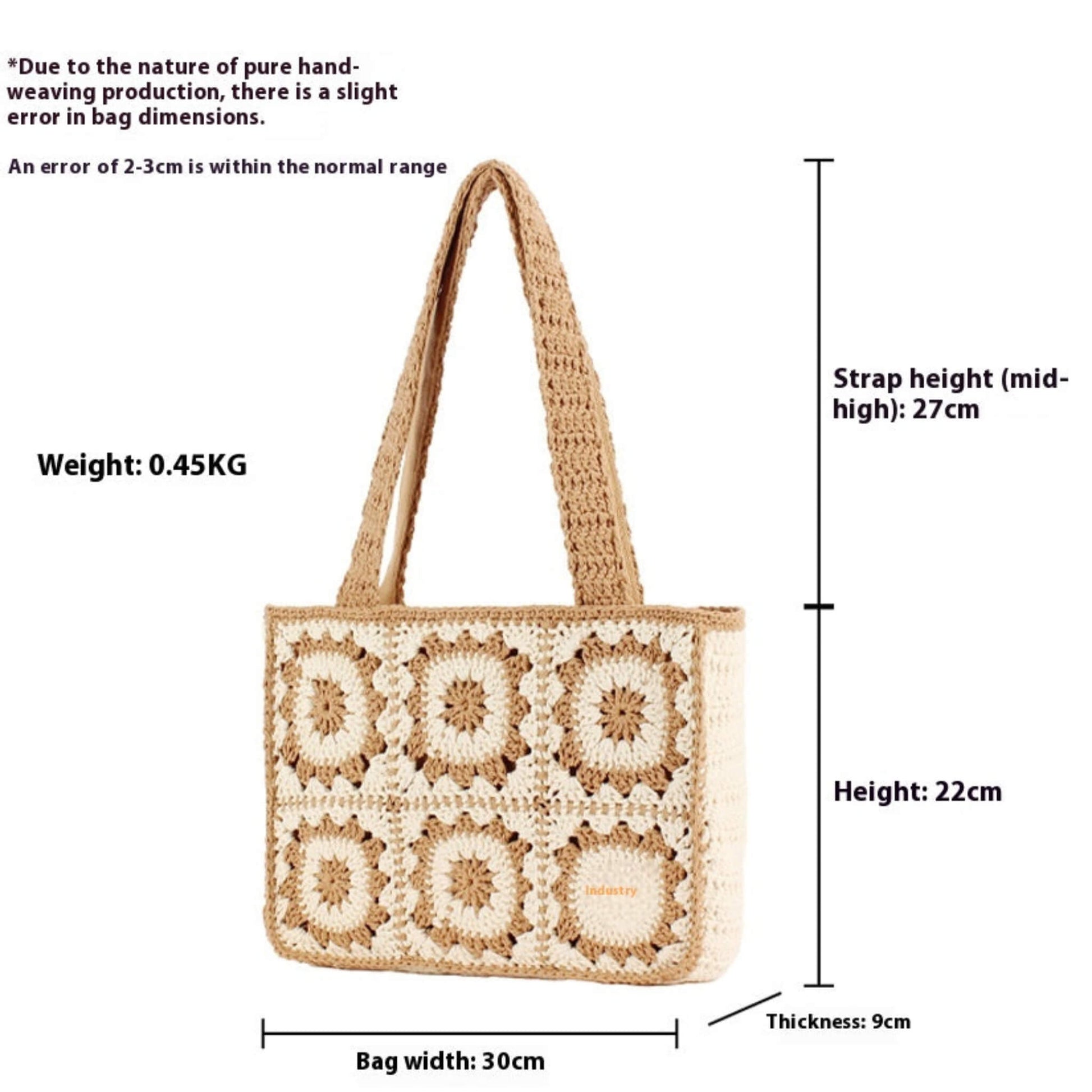 Handmade Crochet Tote Bag – Boho Cotton Yarn Shoulder Bag for Women - Twist & Tassel